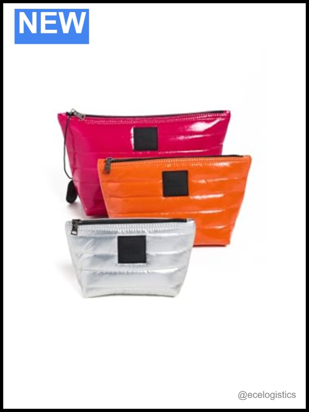 Travel Trio Organizational Pouches Set - Quilted Polyester Zip Top Pouch
